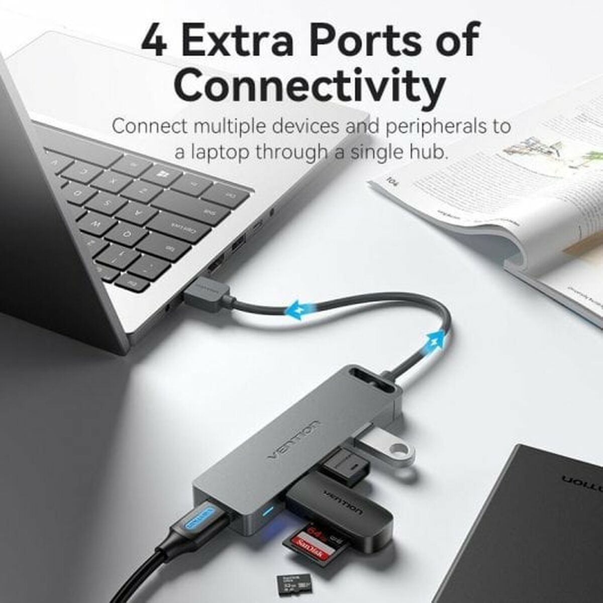 USB Centrmezgls Vention CHLBB Melns (1 gb.)